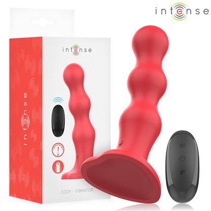 Vibratore con ventosa Cody telecomando rosso di Intense
