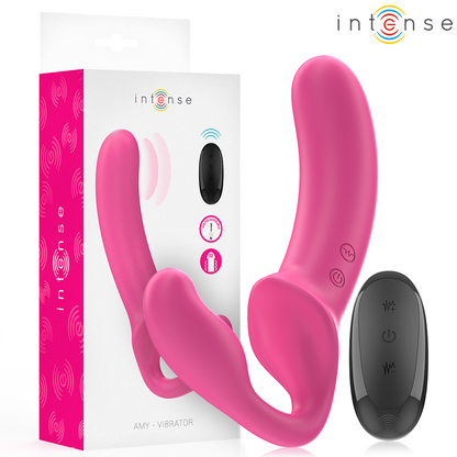 Vibratore Amy doppio 20 cm rosa telecomando di Intense