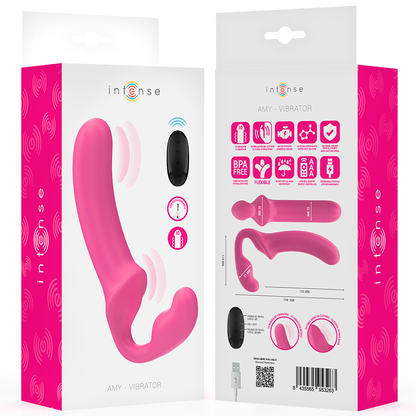 Vibratore Amy doppio 20 cm rosa telecomando di Intense, immagine 8