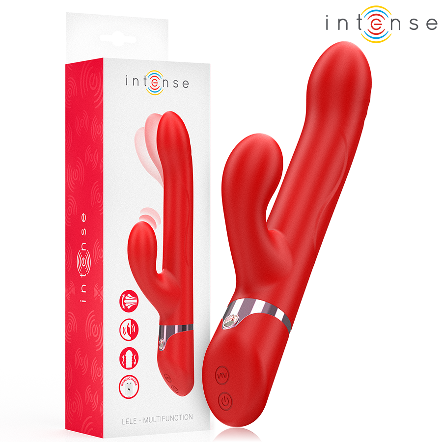 Vibratore Lele multifunzione rotante e oscillante e stimolante rosso di Intense
