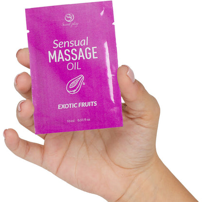 Olio da massaggio monodose ai frutti esotici 10 ml di Secretplay, immagine 2
