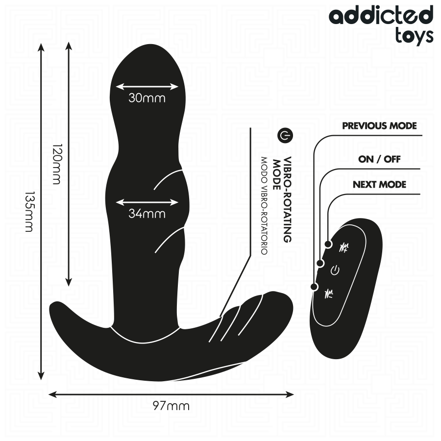 Ovetto vibrante tappo anale rotante e vibrante con telecomando di Addicted Toys, immagine 6
