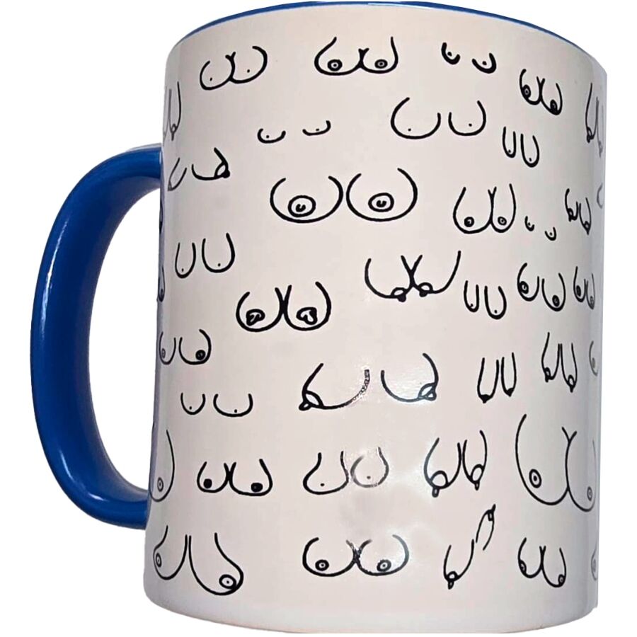 Tazza seno bianche con manico blu 370 ml di Diablo Picante