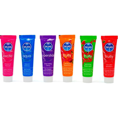 Kit lubrificanti Vitali e fruttati 6 x 12 ml di Skins, immagine 2