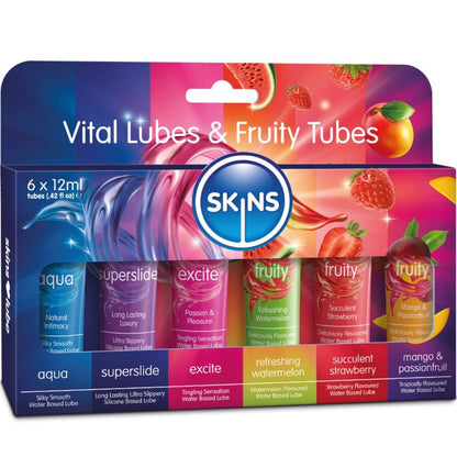 Kit lubrificanti Vitali e fruttati 6 x 12 ml di Skins