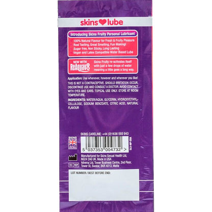 Lubrificante fruttato a base D'acqua mango e frutto della passione monodose 5 ml di Skins, immagine 2