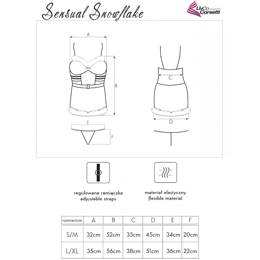 Chemise Sensual Snowflake Christmas e perizoma e fascia per capelli S/M di Livco Corsetti Fashion, immagine 5
