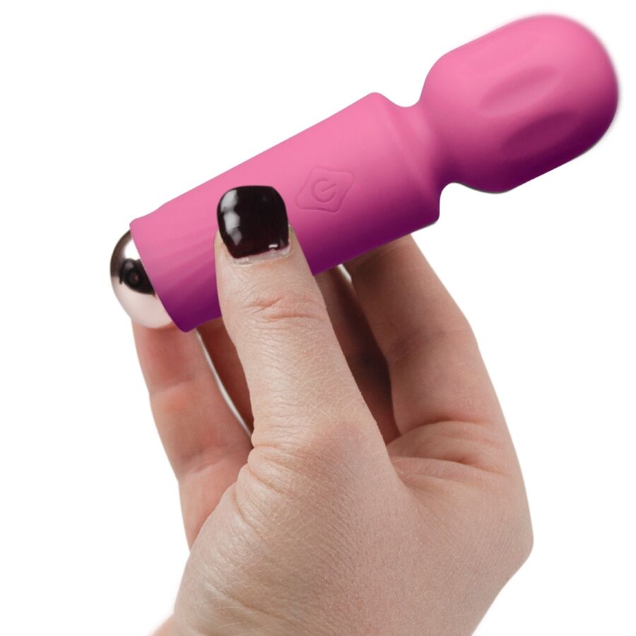 Massaggiatore wand mini ricaricabile 16 funzioni rosa peonia di Rocks-Off, immagine 3