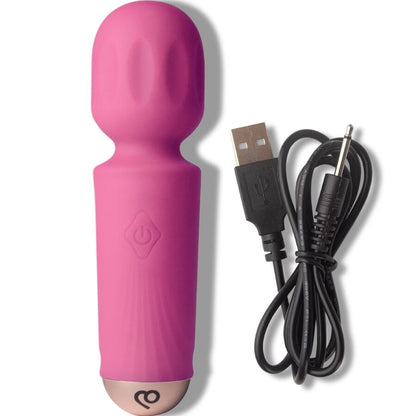 Massaggiatore wand mini ricaricabile 16 funzioni rosa peonia di Rocks-Off, immagine 4