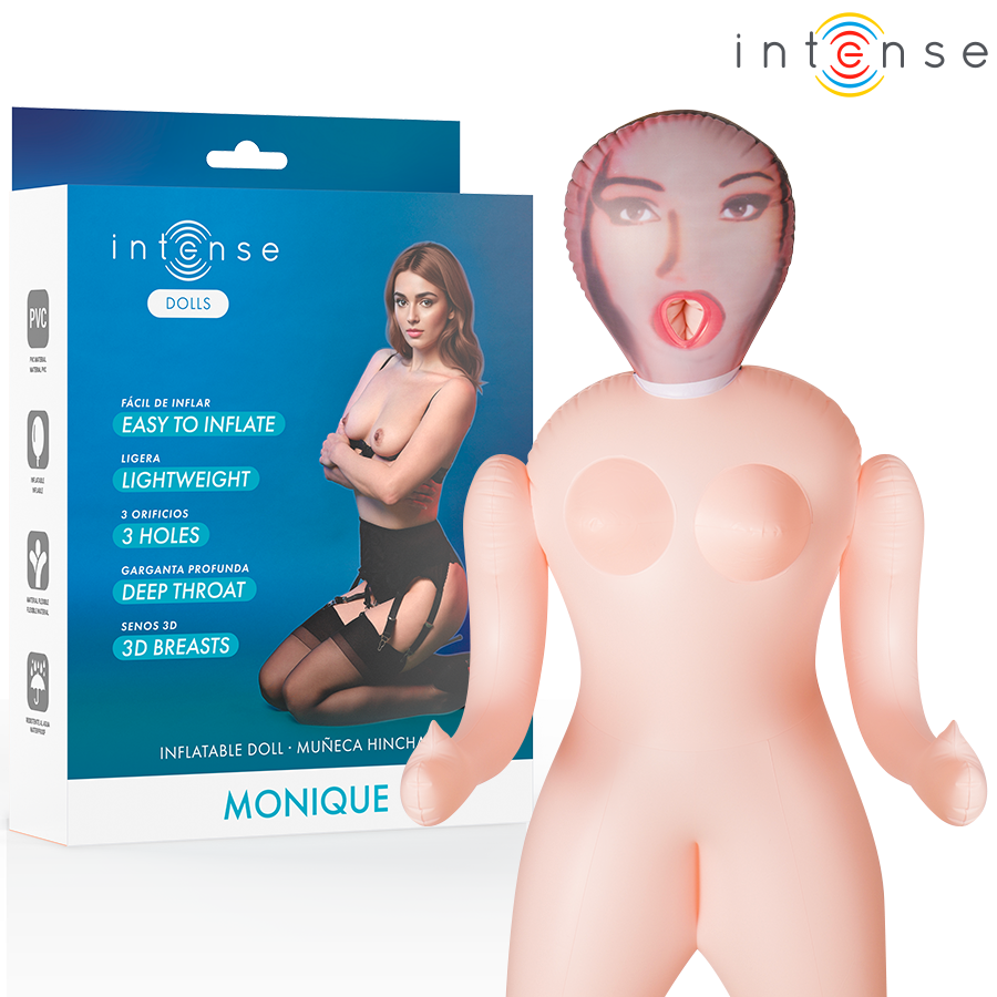 Masturbatore maschile Monique bambola gonfiabile con tre orifizi di Intense Dolls