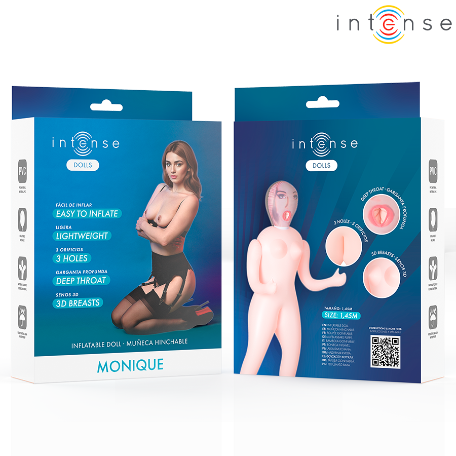 Masturbatore maschile Monique bambola gonfiabile con tre orifizi di Intense Dolls, immagine 4