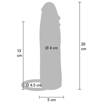 Guaina vibrante per pene in silicone per pelle idratata caramello 20 cm di Get Real, immagine 4