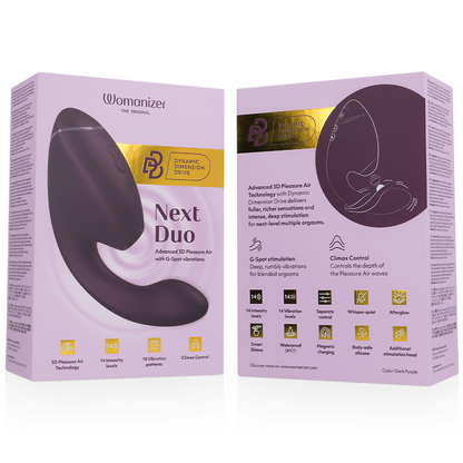 Stimolatore doppio Duo next clitorideo e punto g viola scuro di Womanizer, immagine 7