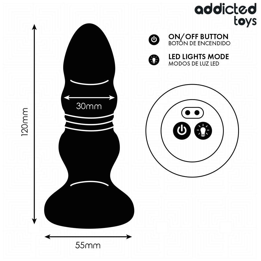 Ovetto vibrante tappo anale rotante e vibrante, luce LED, telecomando di Addicted Toys, immagine 6