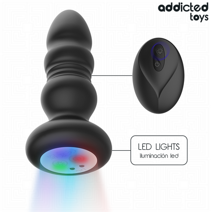 Ovetto vibrante tappo anale rotante e vibrante, luce LED, telecomando di Addicted Toys, immagine 2