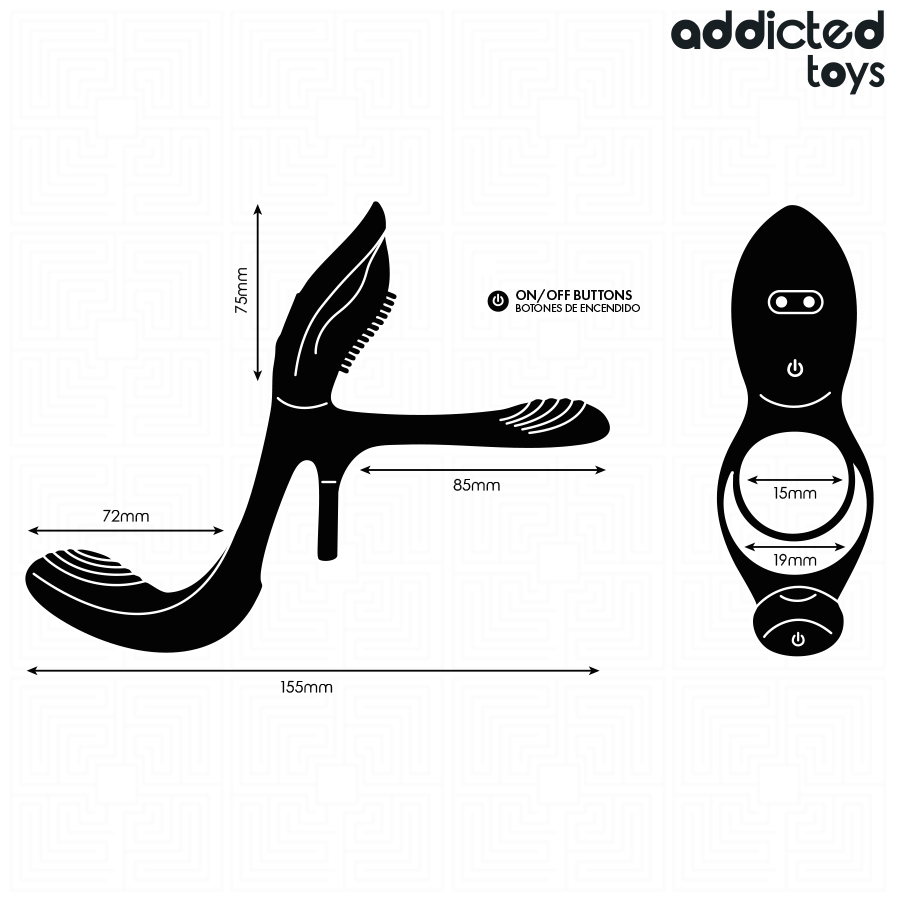Anello per pene con stimolatore Doppio clitorideo di Addicted Toys, immagine 5