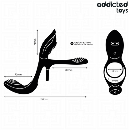 Anello per pene con stimolatore Doppio clitorideo di Addicted Toys, immagine 5
