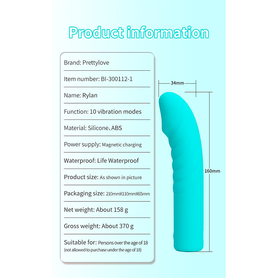 Vibratore Rylan blu G-spot di Pretty Love, immagine 11