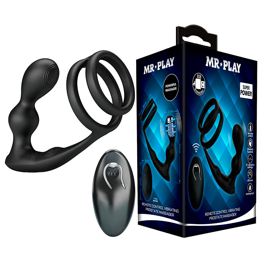 Plug anale vibrante con anello per pene e telecomando di Mr Play