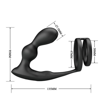 Plug anale vibrante con anello per pene e telecomando di Mr Play, immagine 7
