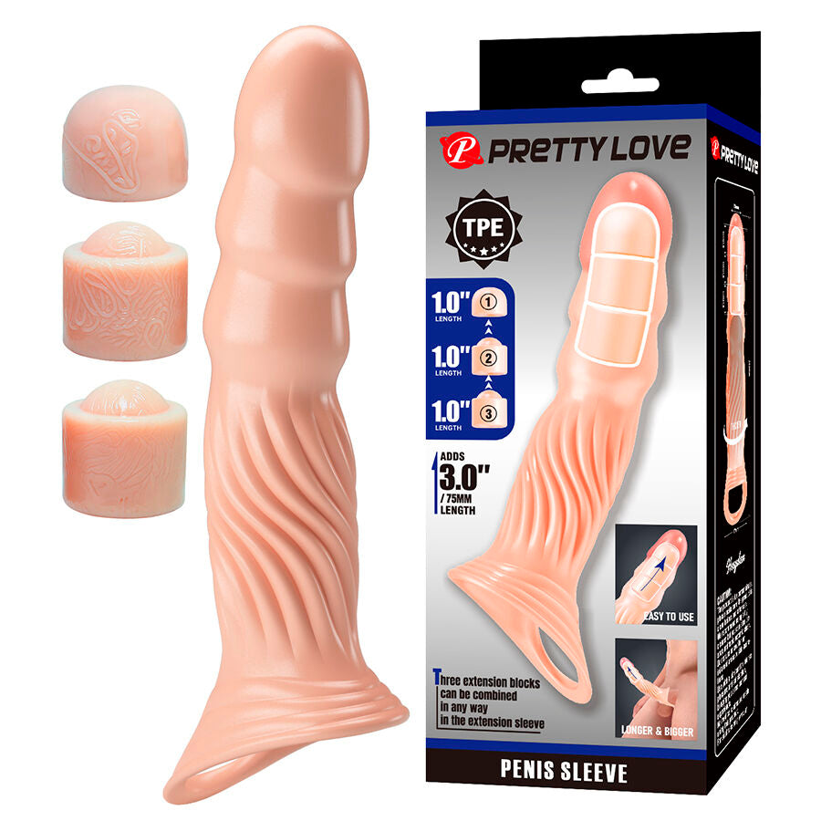 Guaina per pene testurizzata con estensori di Pretty Love, immagine 2