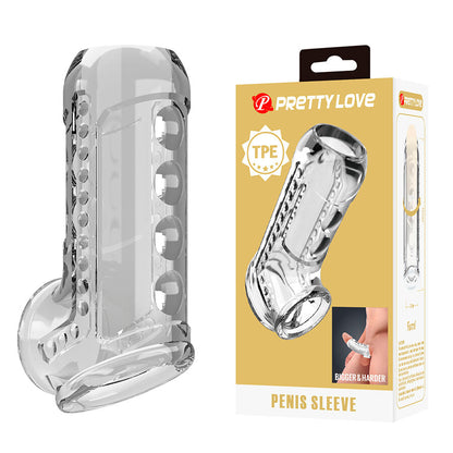 Guaina per pene trasparente con texture di Pretty Love