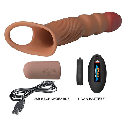 Guaina per pene testurizzata con vibrazione e telecomando di Pretty Love, immagine 8