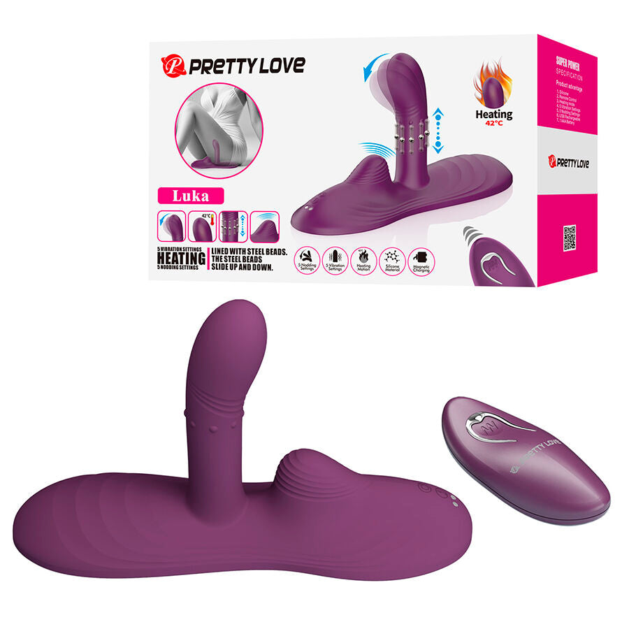 Vibratore con effetto Luka calore e telecomando di Pretty Love