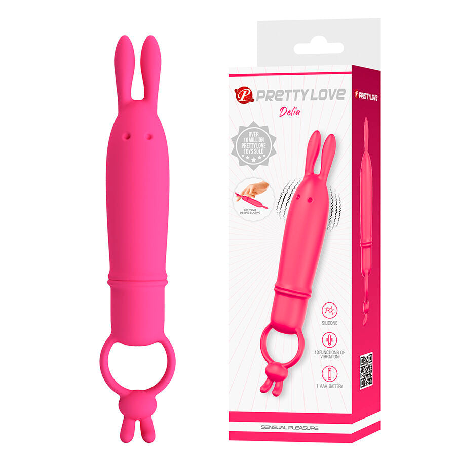 Vibratore Delia coniglio con anello di resistenza di Pretty Love