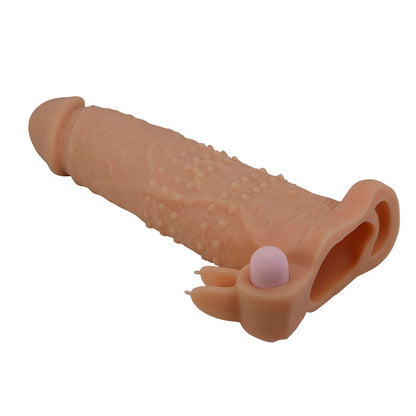 Guaina per pene con stimolatore Quillon clitorideo e vibrazione di Pretty Love