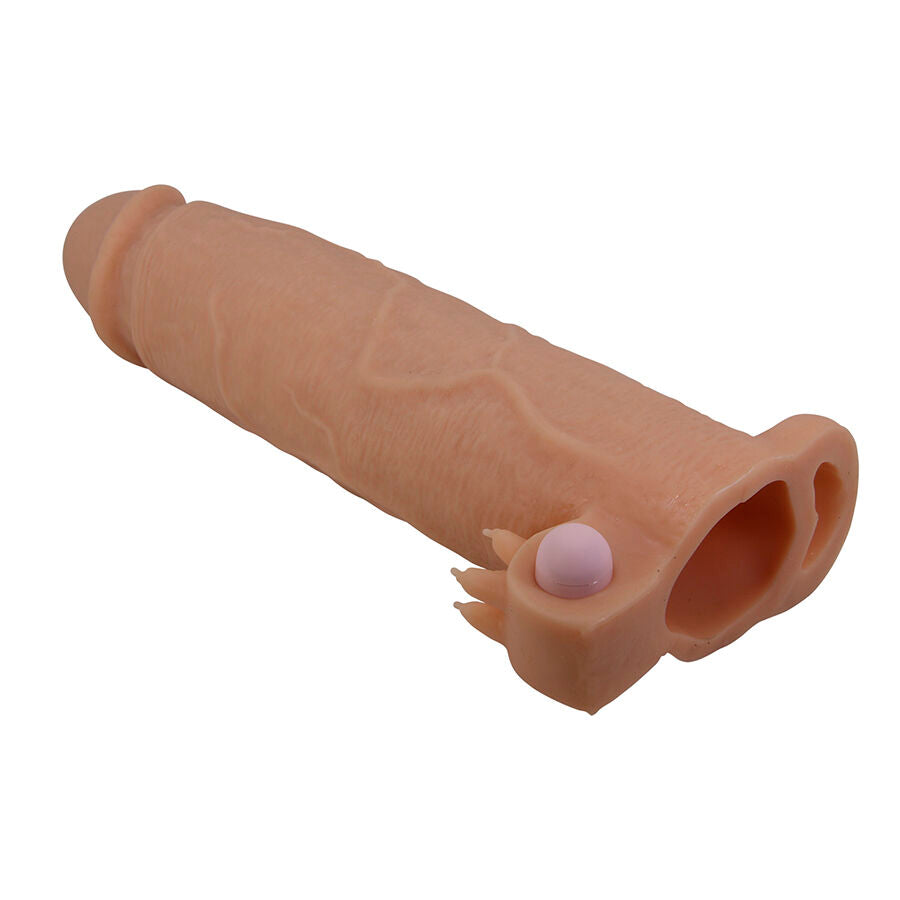 Guaina per pene con stimolatore Xerxes clitorideo e vibrazione di Pretty Love
