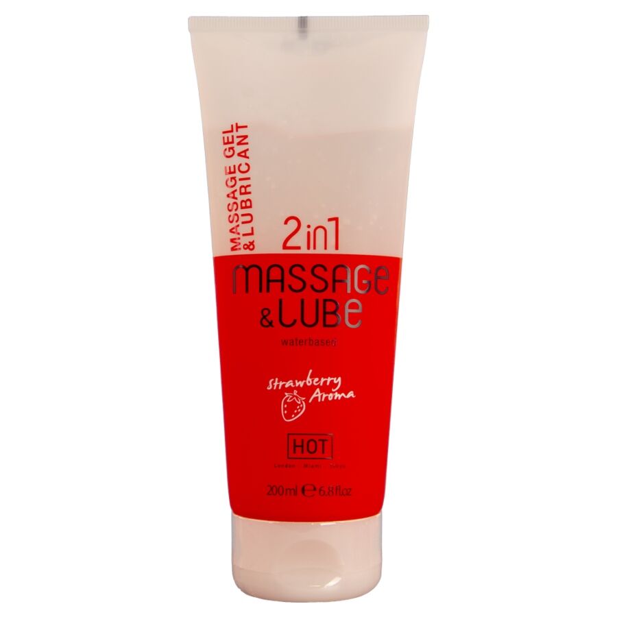 Gel Massage & glide 2in1 fragola 200 ml di Hot