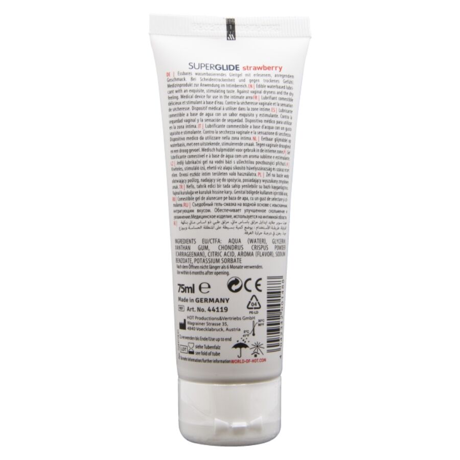 Superglide lubrificante commestibili a base D'acqua fragola 75 ml di Hot, immagine 2