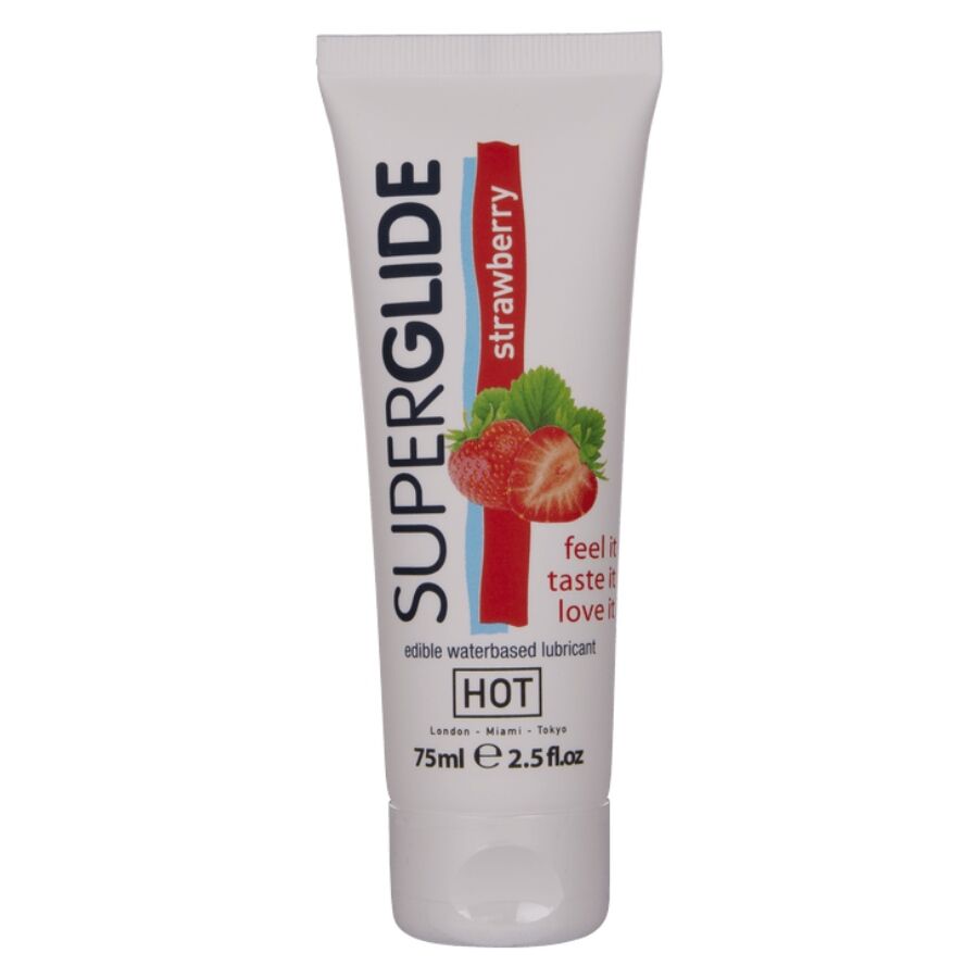 Superglide lubrificante commestibili a base D'acqua fragola 75 ml di Hot