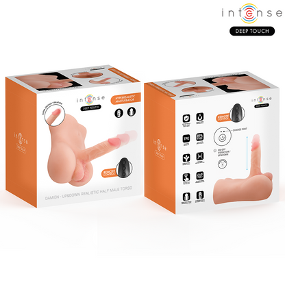 Masturbatore maschile Damien torso con dildo realistico con telecomando a spinta e vibrazione 3,5 kg, immagine 3