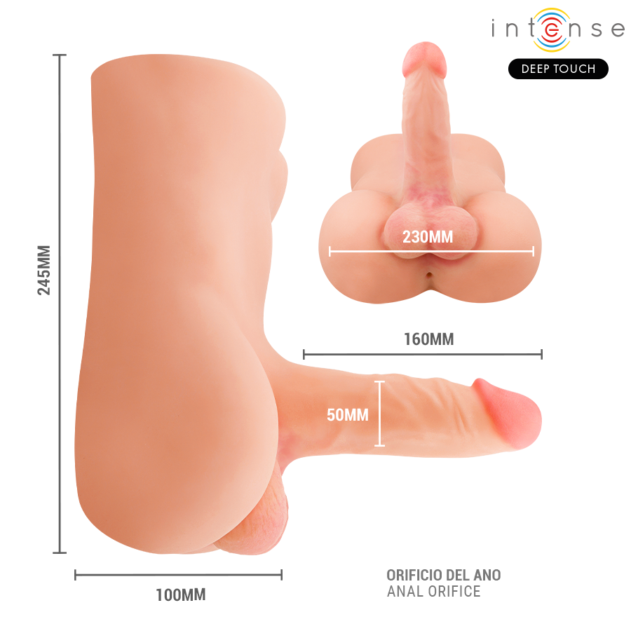 Masturbatore maschile Damien torso con dildo realistico con telecomando a spinta e vibrazione 3,5 kg, immagine 6