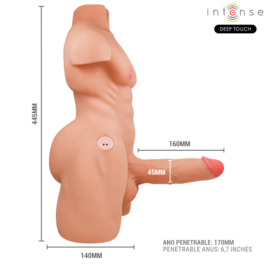 Masturbatore maschile Marty torso con ano e dildo realistico con spinta e vibrazione, telecomando, 6,2 kg, immagine 6