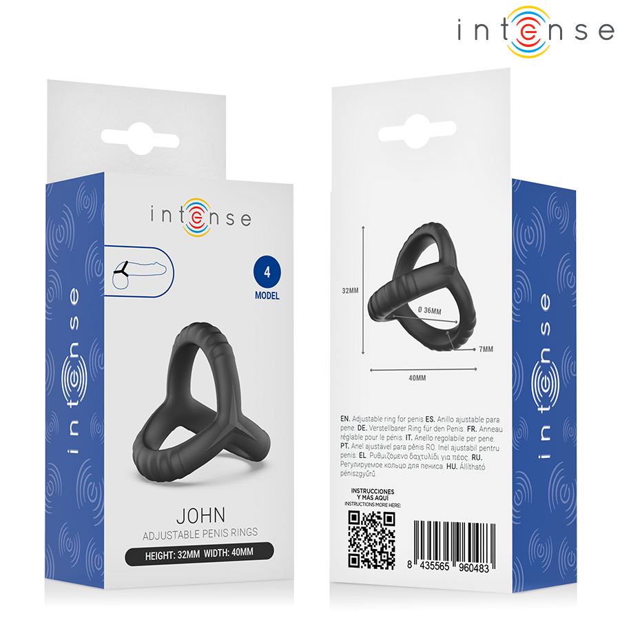 Anello per pene John triplo regolabile modello 4 di Intense, immagine 5
