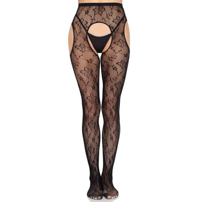 Collant con reggicalze Bloom net 1967 nero - taglia unica di Leg Avenue
