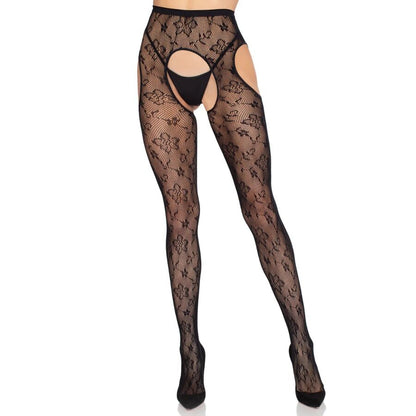 Collant con reggicalze Bloom net 1967 nero - taglia unica di Leg Avenue, immagine 4