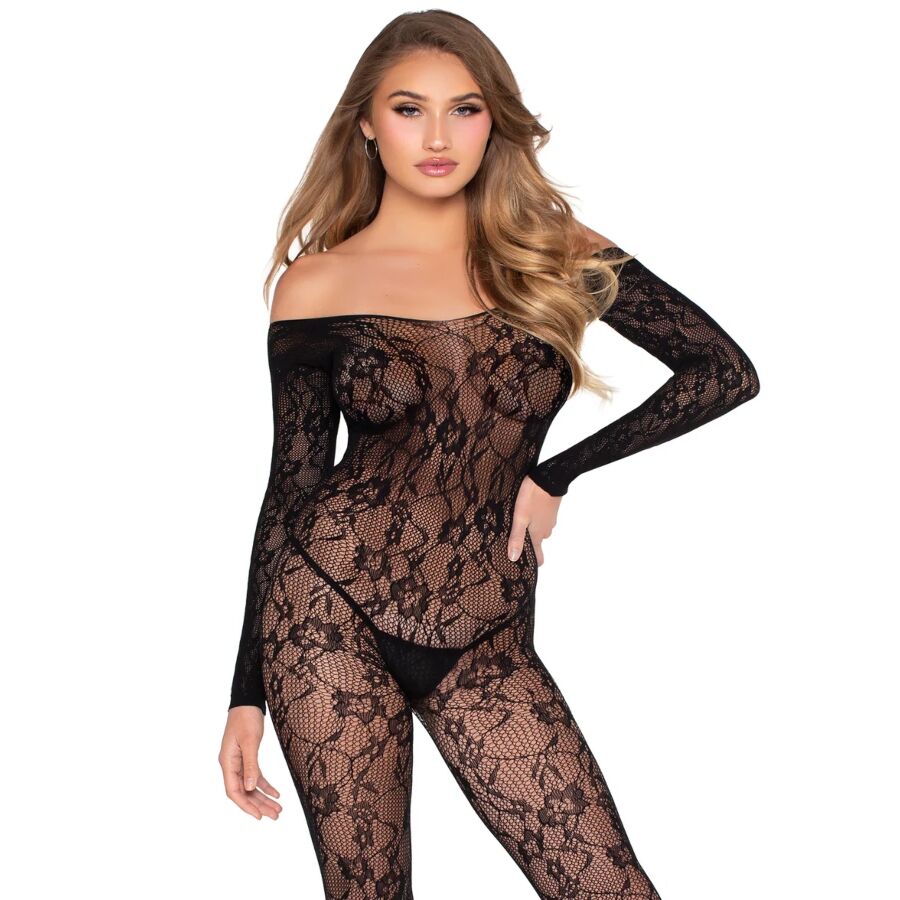 Bodystocking in pizzo nero - taglia unica di Leg Avenue