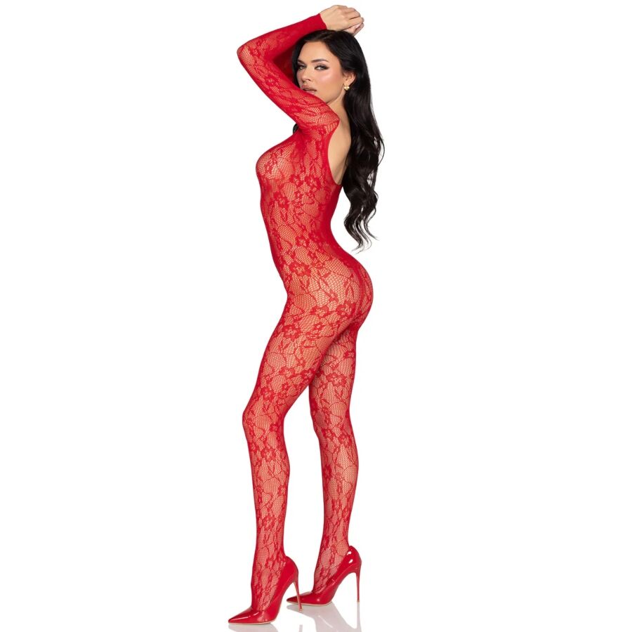 Bodystocking in pizzo rosso - taglia unica di Leg Avenue, immagine 4