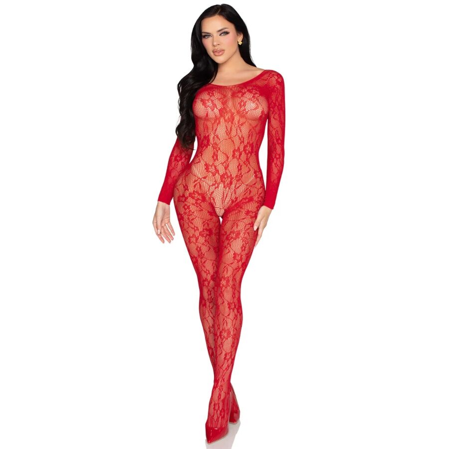 Bodystocking in pizzo rosso - taglia unica di Leg Avenue, immagine 2