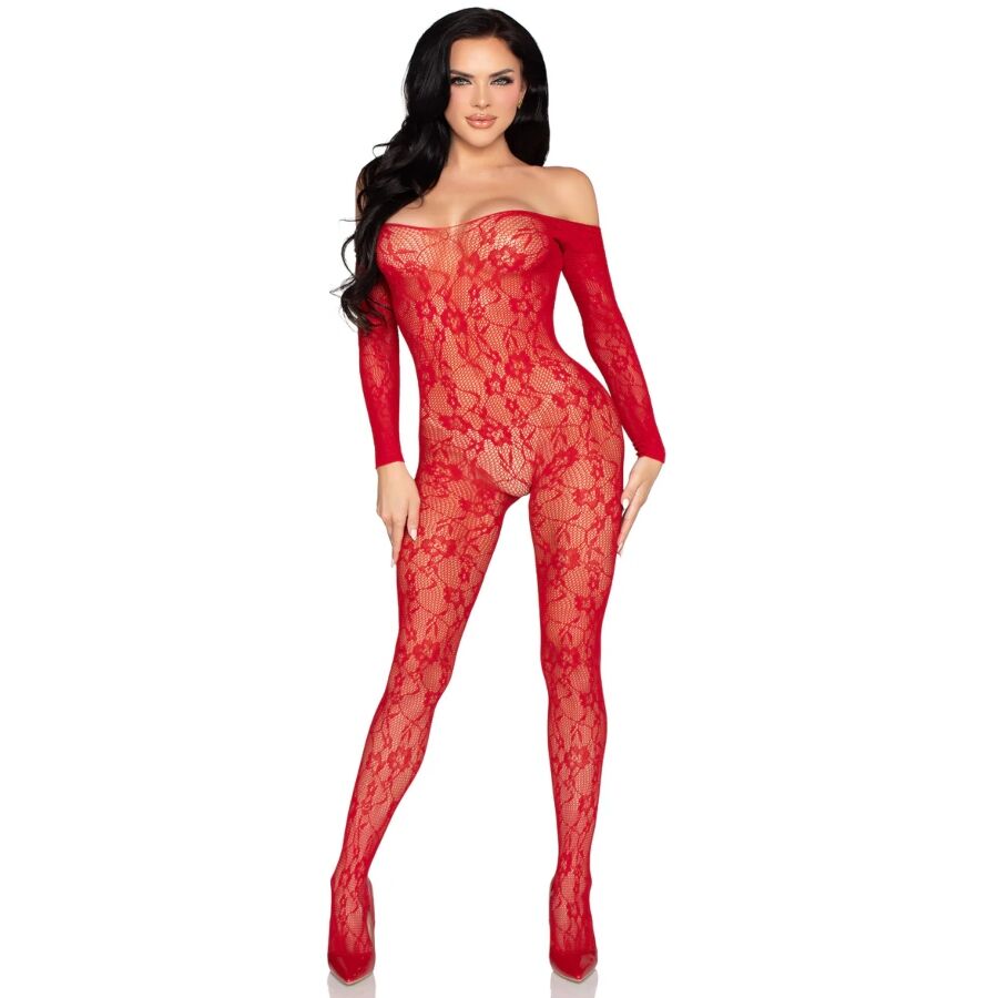 Bodystocking in pizzo rosso - taglia unica di Leg Avenue, immagine 5
