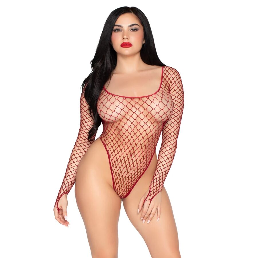 Body in rete industriale Scollato rosso - taglia unica di Leg Avenue