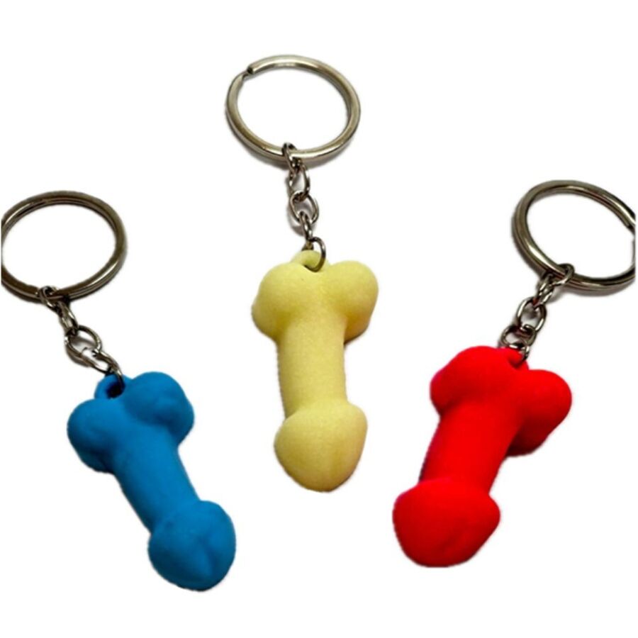 Portachiavi a forma di pene in silicone colore Fosforescente Assortito di Diablo Picante