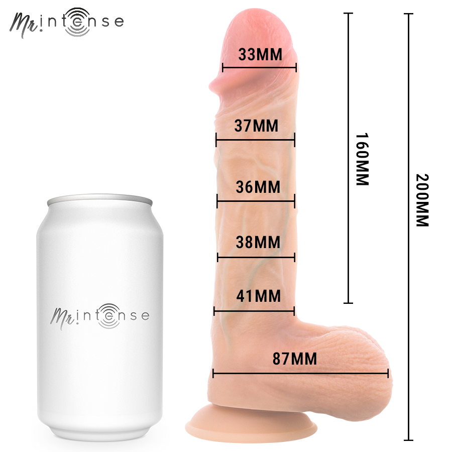 Dildo vibrante Logan in silicone con effetto calore e telecomando 20 cm -ø- 4,1 cm di Mr Intense, immagine 10