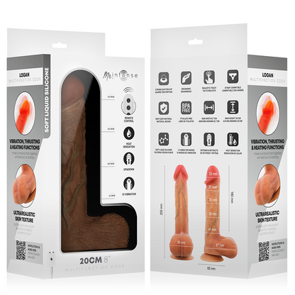Dildo vibrante Logan in silicone con effetto calore e telecomando 20 cm -ø- 4,1 cm di Mr Intense, immagine 11