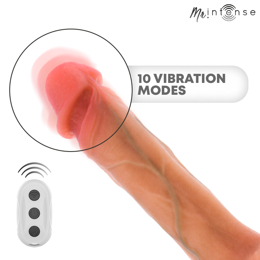 Dildo vibrante in silicone Bradley con effetto calore e telecomando 21 cm -ø- 4,2 cm di Mr Intense, immagine 8