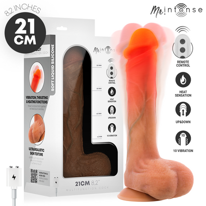Dildo vibrante in silicone Bradley con effetto calore e telecomando 21 cm -ø- 4,2 cm di Mr Intense